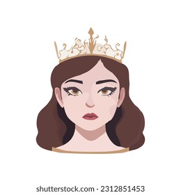 Portrait of princess wearing crown vector illustration