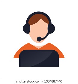 Portrait of Professional hotline consultant. Vetor Isoladeg Graphic Design Element. Simple, Cartoo, Pure style illustration. Perfect for website, contact center or other sifferetn business