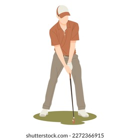 portrait of professional man playing golf isolated illustration