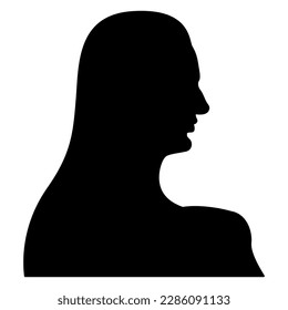 Portrait in profile of antique woman. Ancient Egyptian lady. Black silhouette on white background.