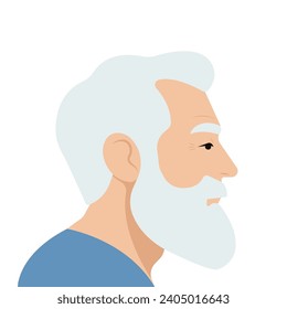 Perfil de retrato de Gray Haired Man con barba