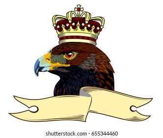 Portrait of a proud Eagle with a golden crown on his head
