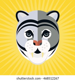 Portrait of a puma made in trendy flat style vector. African animal. Safari label or t-shirt design with gorgeous and cute animal character.