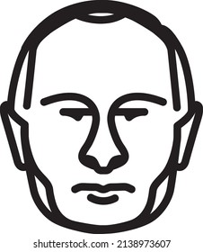 
Portrait of Putin, president of Russia. Black and white icon.