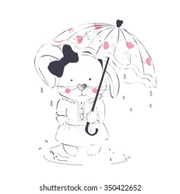  portrait of rabbit, hand drawn fashion illustration, can be used for kids' or babies' shirt designs