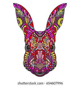 Portrait of Rabbit, hand drawn illustration, vector.