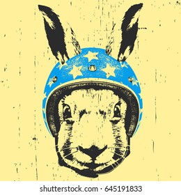 Portrait of Rabbit  with Helmet. Vector