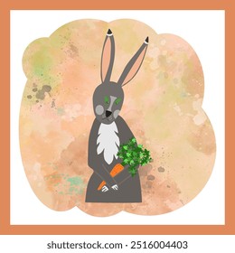 Portrait of a rabbit on a watercolor background