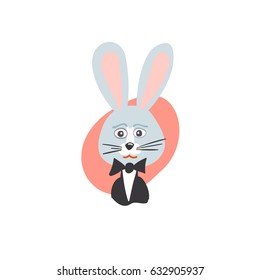 Portrait of a rabbit in a tuxedo and bow tie.Vector illustration.