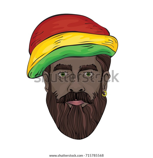 Portrait Rastaman Black Mans Face Rastaman Stock Vector (Royalty Free ...