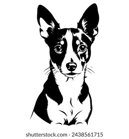 Portrait of a Rat Terrier Dog Vector isolated on white background, Dog Silhouettes. svg