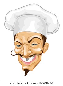 Portrait of a rather wicked looking cartoon chef