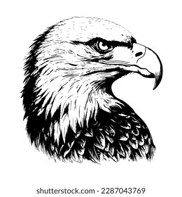 portrait realistic American Bald eagle tattoo isolated black   white vector clip art background  realistic American Bald eagle tattoo isolated black   white vector clip art emblem background
