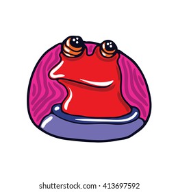 Portrait of a red amphibian alien. Fictional creature from another planet. Vector cartoon character.