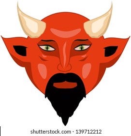 Portrait of a red bald devil, vector image