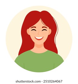 Portrait of red-haired woman. Female avatars. Vector illustration in flat style.