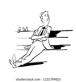 Portrait of resting man. Resting businessman. Thinking man.