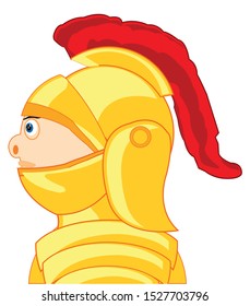 Portrait of the roman medieval warrior in helmet profile
