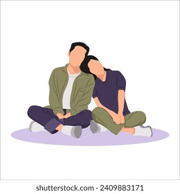 Portrait of romantic couple sitting vector