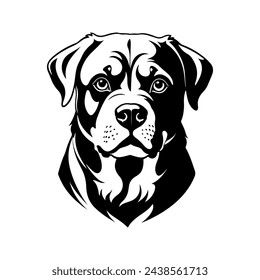 Portrait of a Rottweiler Dog Vector isolated on white background, Dog Silhouettes.