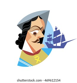 The portrait of the russian Emperor Peter the Great on a white background