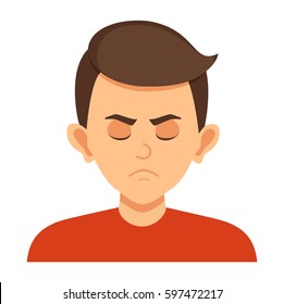 Portrait of a sad boy.vector illustration isolated on white background.child with a disturbed expression