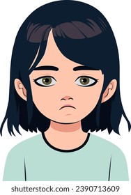 Portrait of a sad girl in a vector illustration