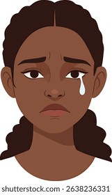 Portrait of a Sad Young Black Woman Crying