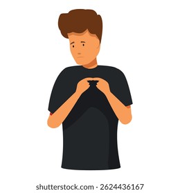 Retrato de un hombre joven triste que sostiene las manos en el pecho, sintiendo la ansiedad y el estrés, aislado en el fondo blanco