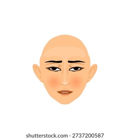portrait of a sad young woman's face without a background