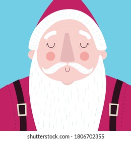 A portrait of santa with a blue background