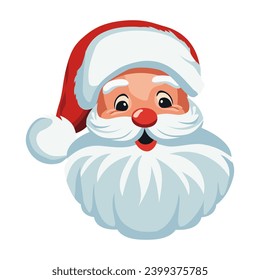 Portrait of santa claus. Head of a cheerful Santa Claus. Traditional character, symbol of Christmas and New Year. Cartoon style. Vector illustration.