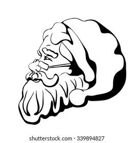Portrait of Santa Claus, profile, monochrome