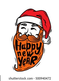 Portrait Santa Claus vector illustration on white