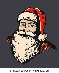 Portrait Santa Claus vector illustration on red