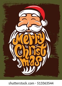 Portrait Santa Claus vector illustration on paint background