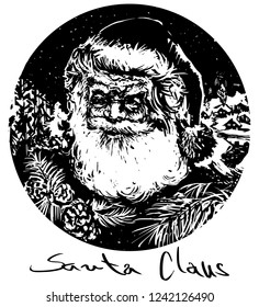 
Portrait Santa Claus,hand drawn vector illustration					