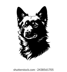 Portrait of a Schipperke Dog Vector isolated on white background, Dog Silhouettes.