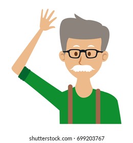portrait of a senior man character on white background