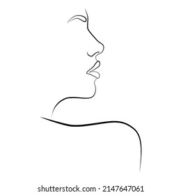 Portrait Shadow Female Face Continuous Drawing Stock Vector (Royalty ...