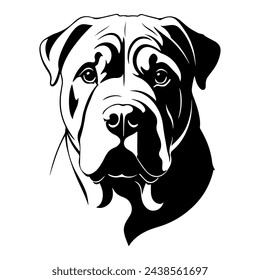 Portrait of a Shar Pei Dog Vector isolated on white background, Dog Silhouettes.