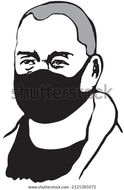 Портрет бритоголового молодого человека в чёрной маске и футболке. Векторную картинку сделал художник @iThyx_AK
