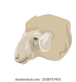 Portrait of the sheep head in profile. Farm animal icon. Vector illustration isolated on a white background.