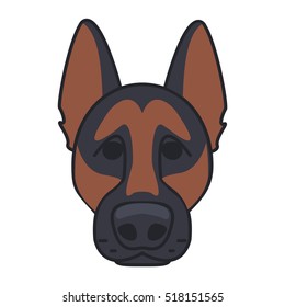 Portrait of Sheepdog Vector Illustration . Dog isolated. Flat design. Color vector icon illustration.