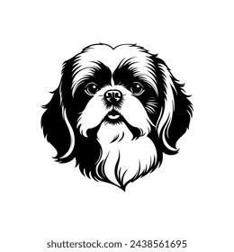 Portrait of a Shih Tzu Dog Vector isolated on white background, Dog Silhouettes. svg