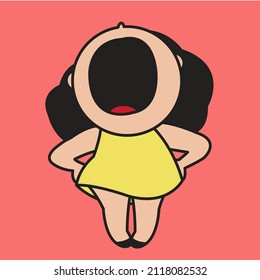 Portrait Of Shocked Girl Screaming With Hands On Hips Concept Card Character illustration