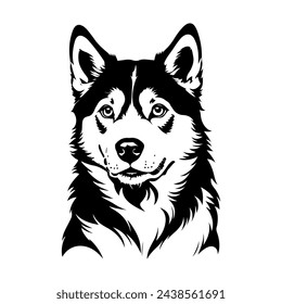 Portrait of a Siberian Husky Dog Vector isolated on white background, Dog Silhouettes. svg