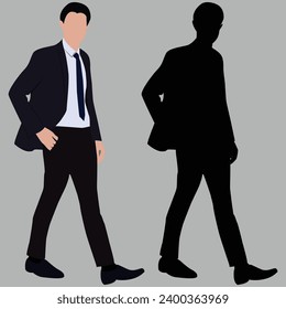 portrait and  silhouette of a man going to office