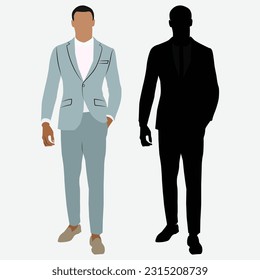 Portrait and  silhouettes of business people.     