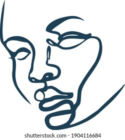 Portrait of a single line Female portrait vector Beautiful Girl Fashion Illustration